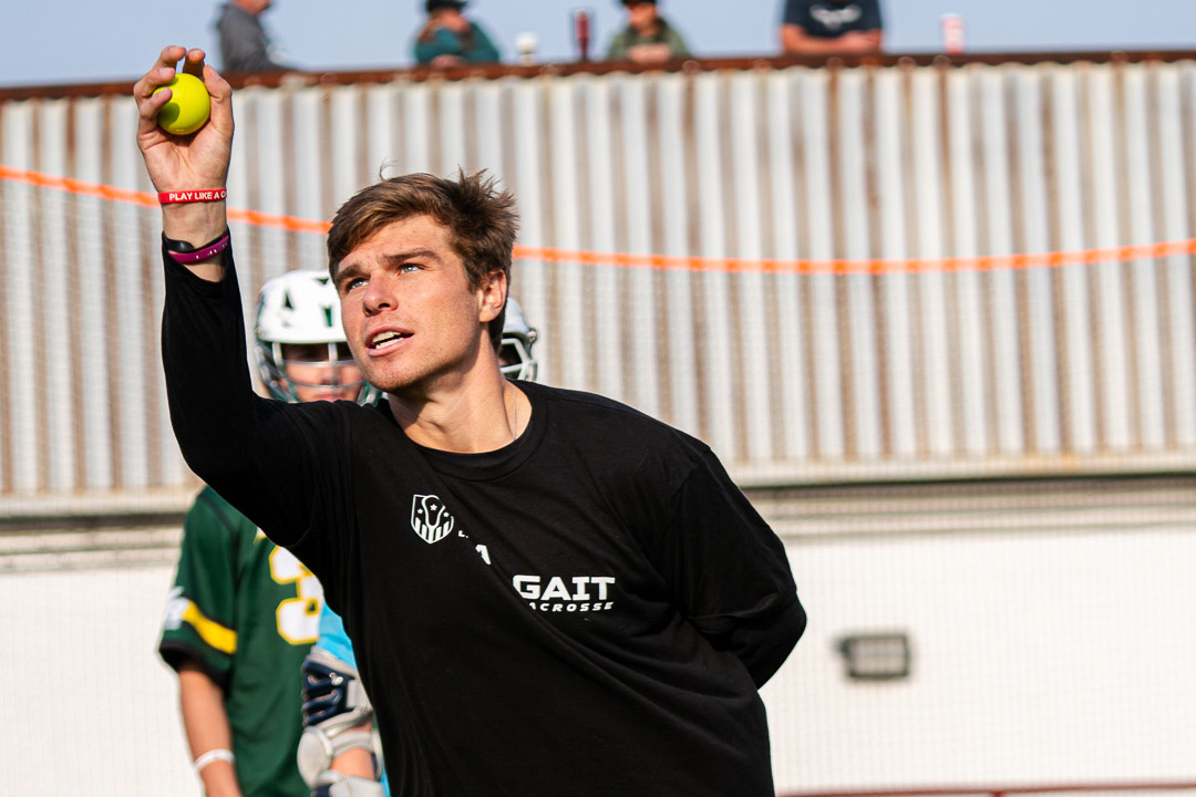 Colin Kirst demonstrates training drill during a skills clinic at the 2024 USA Lacrosse Experience