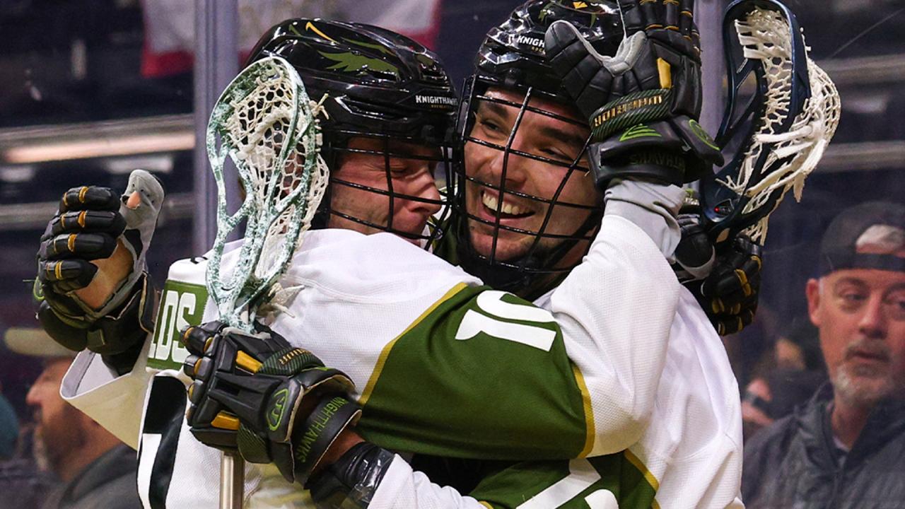 NLL Knighthawks players celebrate
