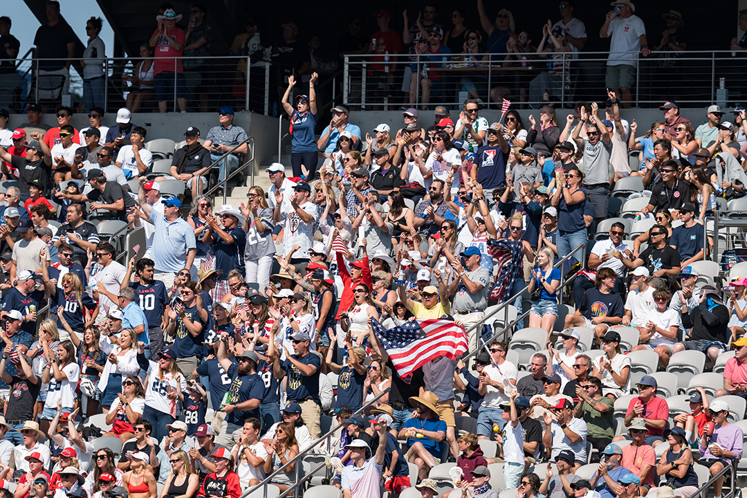 usa lacrosse fans in a packed stadium