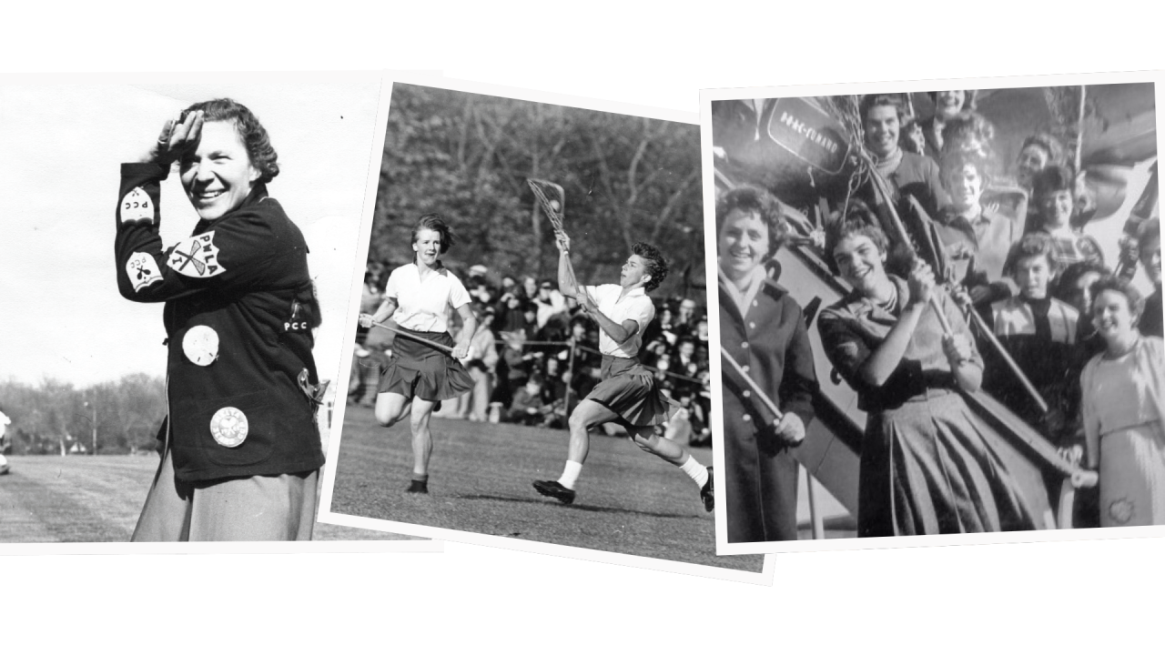 Collage of women's lacrosse images dating from 1931-1971
