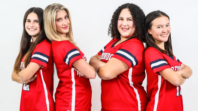 Four Redondo Union (Calif.) girls' lacrosse captains in a staged portrait